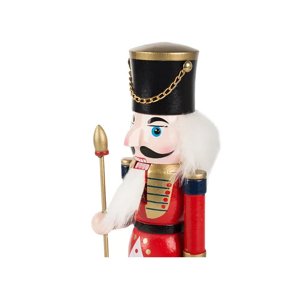 Diótörő fa katona figurás karácsonyi dekoráció, kézzel festett, 35 cm