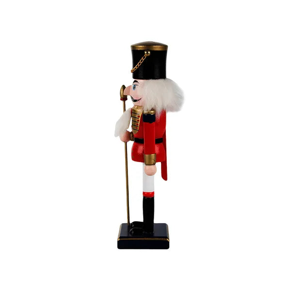 Diótörő fa katona figurás karácsonyi dekoráció, kézzel festett, 35 cm