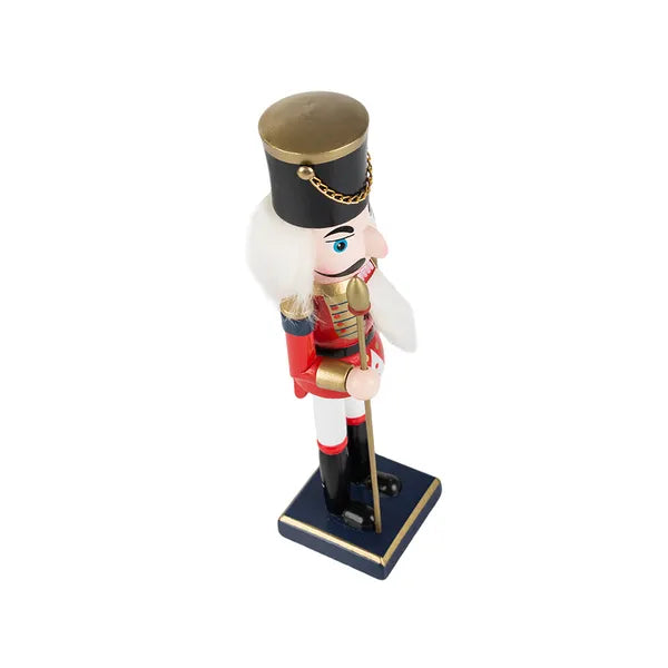 Diótörő fa katona figurás karácsonyi dekoráció, kézzel festett, 35 cm