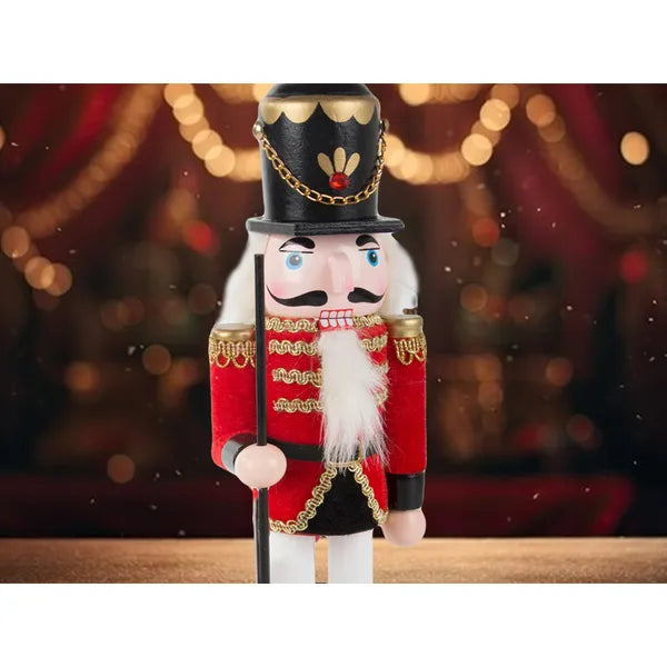 Fa diótörő katona figura, karácsonyi dekoráció, 30 cm