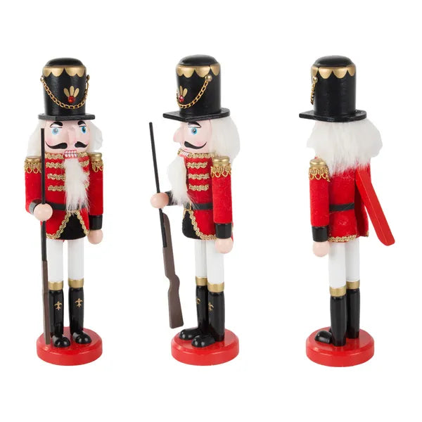 Fa diótörő katona figura, karácsonyi dekoráció, 30 cm