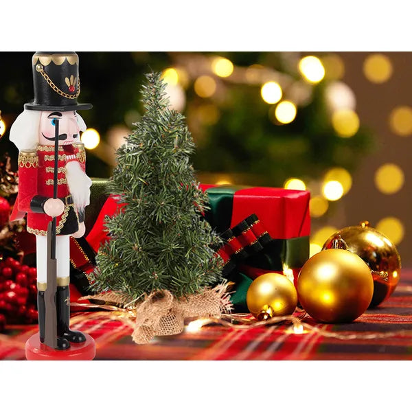 Fa diótörő katona figura, karácsonyi dekoráció, 30 cm
