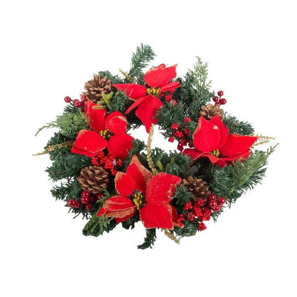 Karácsonyi fenyőkoszorú tobozokkal – 30 cm ajtó- és falidísz
