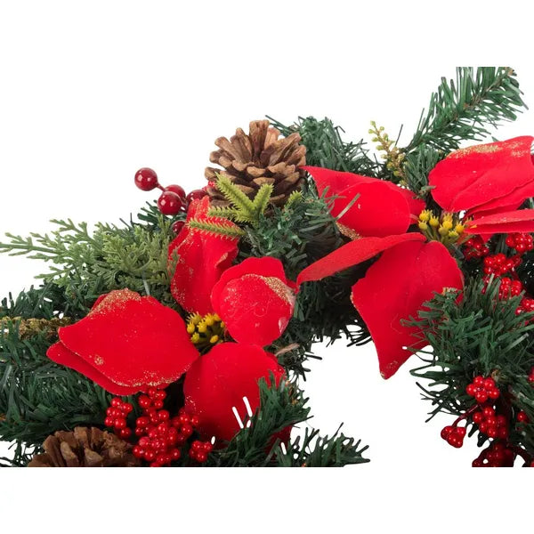 Karácsonyi fenyőkoszorú tobozokkal – 30 cm ajtó- és falidísz