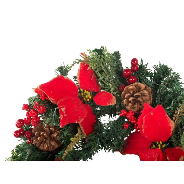 Karácsonyi fenyőkoszorú tobozokkal – 30 cm ajtó- és falidísz
