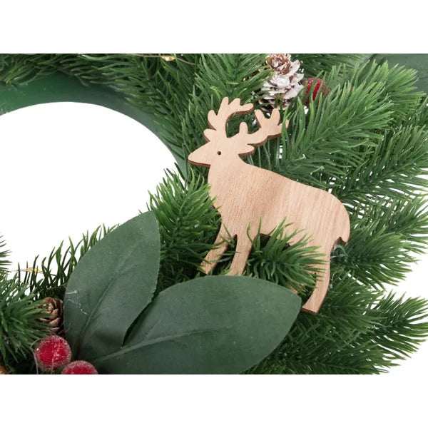LED karácsonyi ajtó koszorú, 20 cm, elemes, kültéri-beltéri