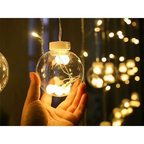 138 LED melegfehér karácsonyi fényfüggöny, IP44, kültéri-beltéri
