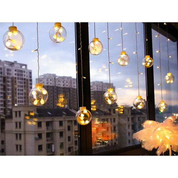 138 LED melegfehér karácsonyi fényfüggöny, IP44, kültéri-beltéri
