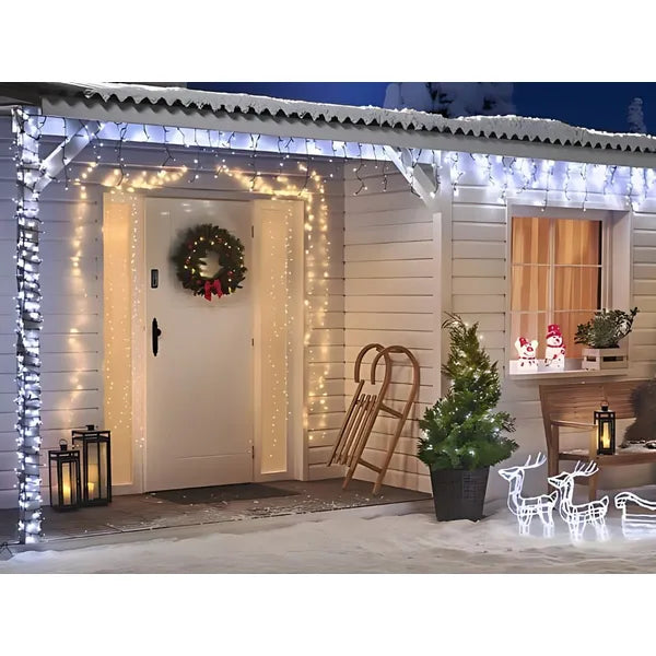 Karácsonyi fényfüggöny 500 LED, hideg fehér, IP44, 20 m, beltéri/kültéri