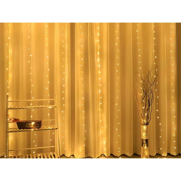 LED fényfüggöny 3 m, 300 melegfehér LED, USB/IP20, beltéri