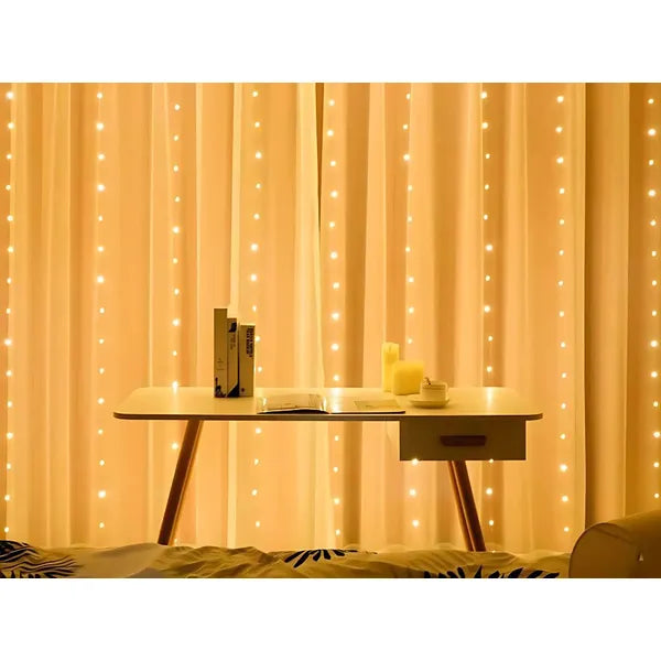 LED fényfüggöny 3 m, 300 melegfehér LED, USB/IP20, beltéri