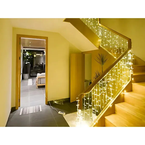 LED fényfüggöny 3 m, 300 melegfehér LED, USB/IP20, beltéri