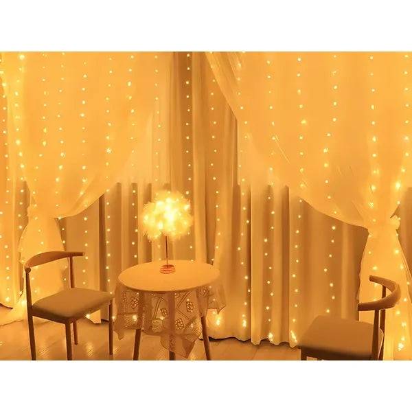 LED fényfüggöny 3 m, 300 melegfehér LED, USB/IP20, beltéri