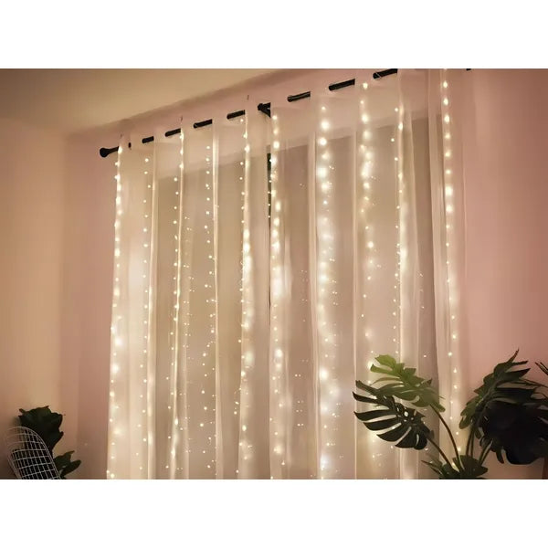 LED fényfüggöny 3 m, 300 melegfehér LED, USB/IP20, beltéri