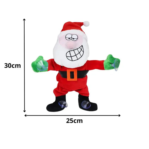 Táncoló és éneklő Mikulás ablakdísz tapadókoronggal, 30 cm