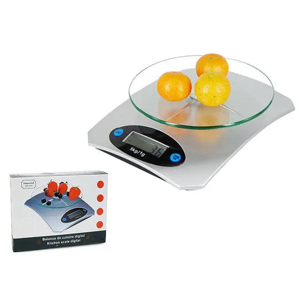 Elektronikus konyhai mérleg, LCD kijelző, edzett üveg, 5kg/1g pontosság