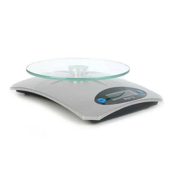 Elektronikus konyhai mérleg, LCD kijelző, edzett üveg, 5kg/1g pontosság