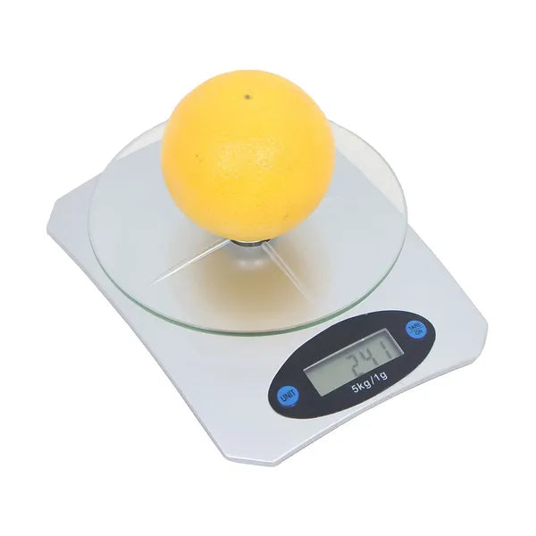 Elektronikus konyhai mérleg, LCD kijelző, edzett üveg, 5kg/1g pontosság