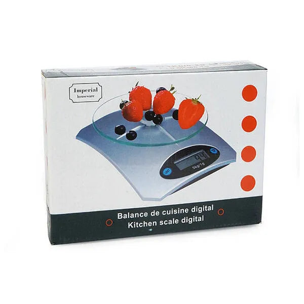 Elektronikus konyhai mérleg, LCD kijelző, edzett üveg, 5kg/1g pontosság
