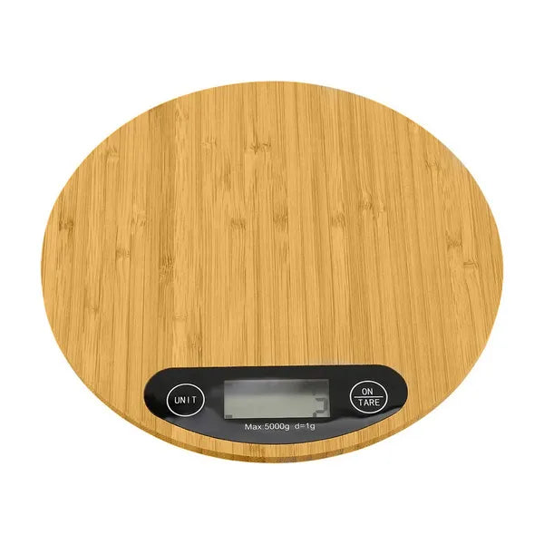 Bambusz digitális konyhai mérleg LCD kijelzővel 5 kg/1 g