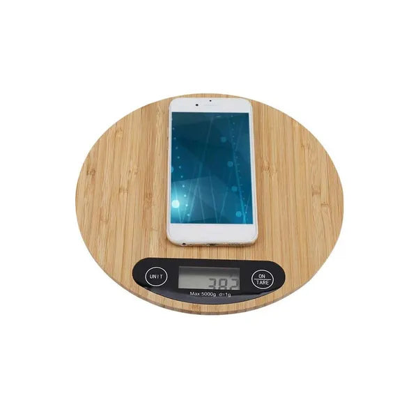 Bambusz digitális konyhai mérleg LCD kijelzővel 5 kg/1 g