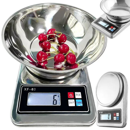 Digitális konyhai mérleg rozsdamentes tál 5 kg/1 g pontosság