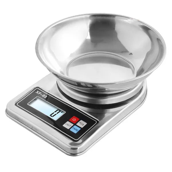 Digitális konyhai mérleg rozsdamentes tál 5 kg/1 g pontosság