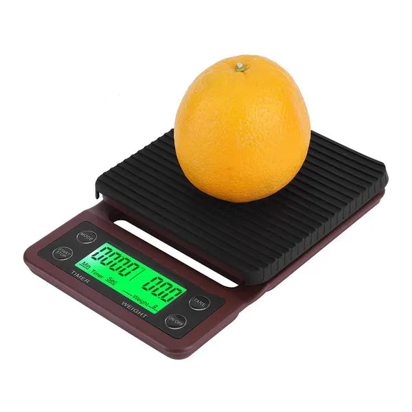 Digitális kávé mérleg stopperrel, LCD, 0,1 g pontosság, 5 kg