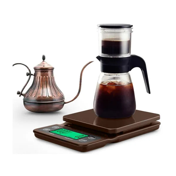 Digitális kávé mérleg stopperrel, LCD, 0,1 g pontosság, 5 kg