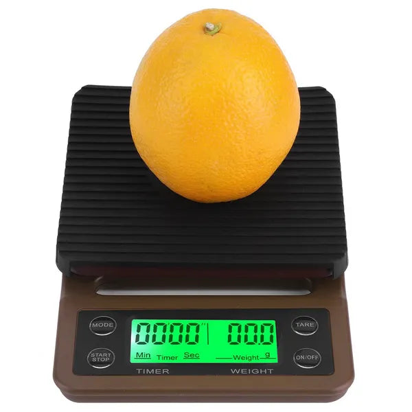 Digitális kávé mérleg stopperrel, LCD, 0,1 g pontosság, 5 kg