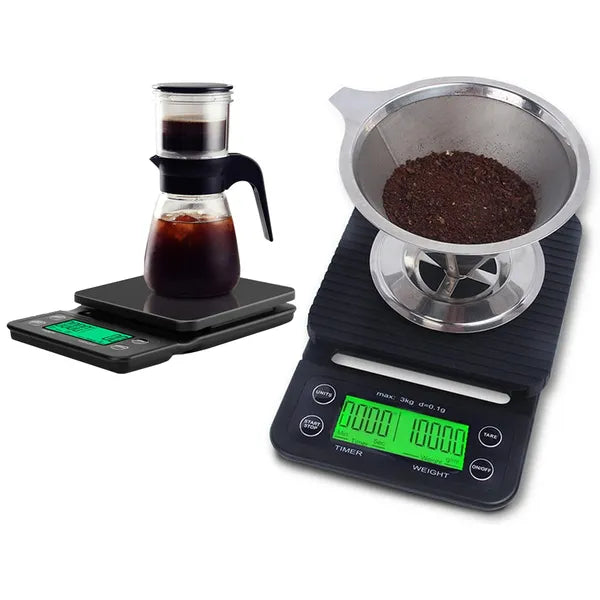 Kávé- és konyhai digitális mérleg 5 kg/0,1 g LCD stopperrel, TARE