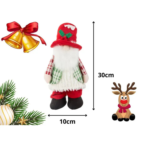30 cm-es LED világító hasú karácsonyi manó dekoráció filcből
