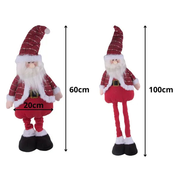 Teleszkópos lábú karácsonyi manó, piros, 60–100 cm