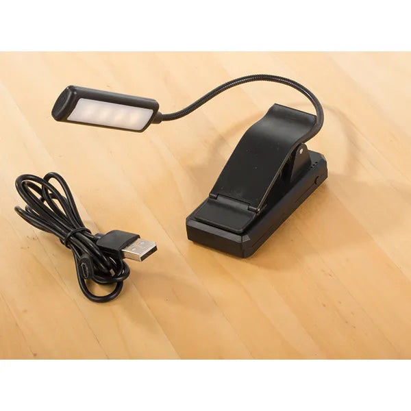 Klipszes USB könyvolvasó lámpa, akkumulátoros, 9 LED, 3 fény mód