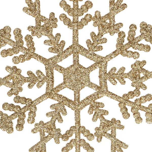 Karácsonyi csillogó hópehely dísz, 12 cm, arany, 3 db