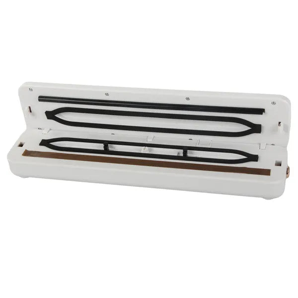 Vákuumfólia hegesztő, USB-s, fehér, 10 tasakkal, 37×8×6 cm, 10 W