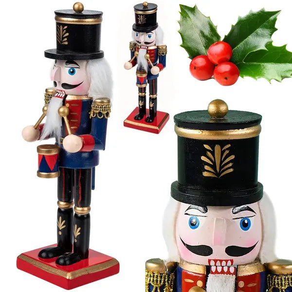 Fa diótörő katona karácsonyi díszfigura, 25 cm