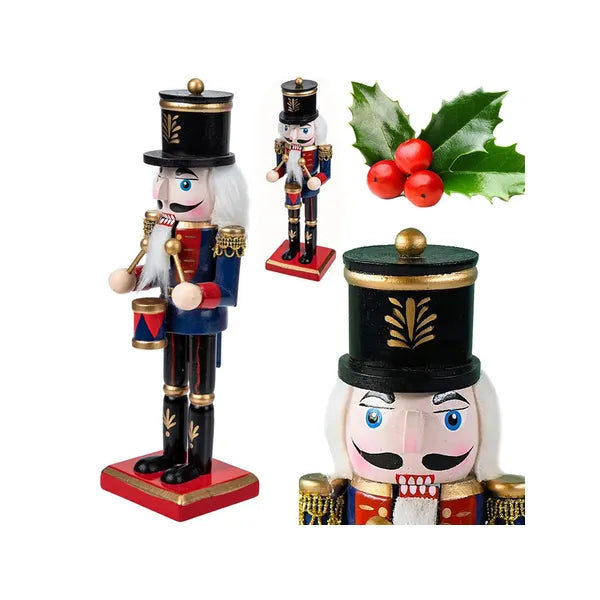 Fa diótörő katona karácsonyi díszfigura, 25 cm