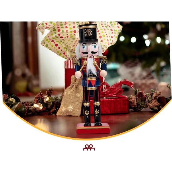Fa diótörő katona karácsonyi díszfigura, 25 cm