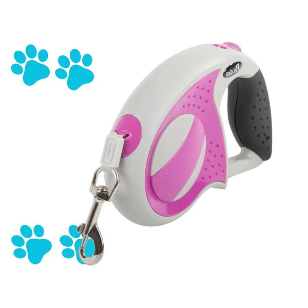 Automata kutyapóráz 5 m, pink, erős szalag 20 kg-ig reteszelővel
