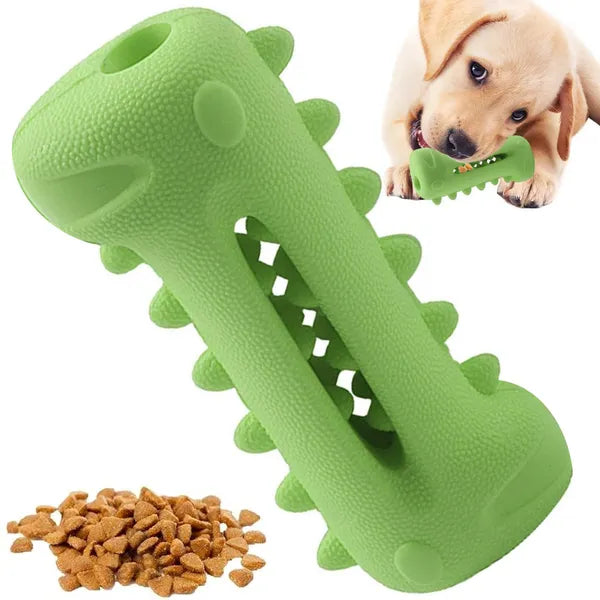 Fogtisztító gumicsont kutyáknak, jutalomfalat-tartóval, 13 cm,kék/rózsaszín/zöld