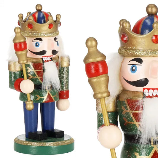 Fa diótörő figura, 16 cm, karácsonyi dísz, színes