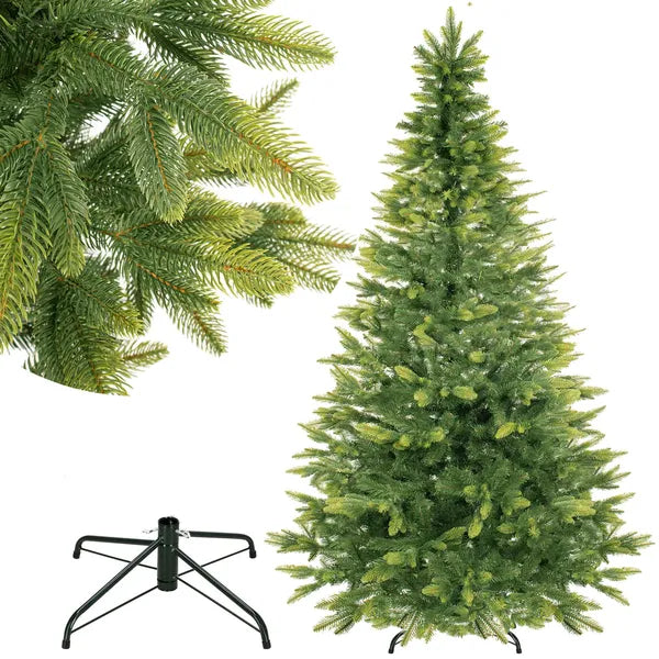 Luxus PE/PVC műfenyő natúr luc 220 cm Ø130 cm 79 ág gumis talp