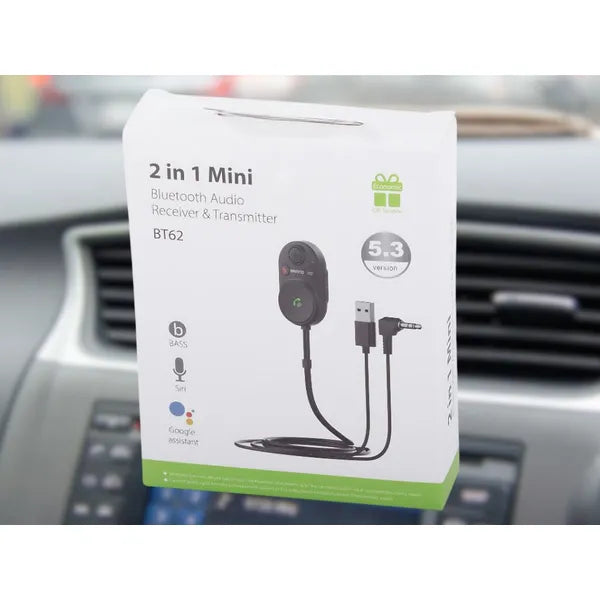 Bluetooth 5.3 autós AUX adapter mélyhangkiemeléssel, 1 m kábel