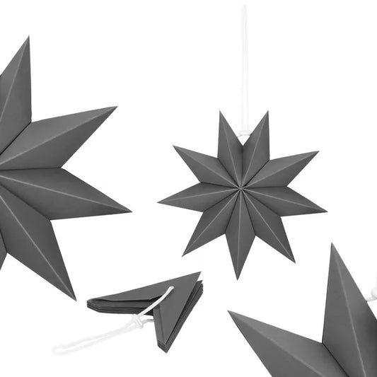 Papír díszcsillag, szürke, 30 cm, 9 ágú, összehúzható