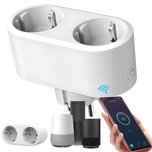 Wifi okos dupla konnektor, 16 A, időzítő, Smart Life kompatibilis