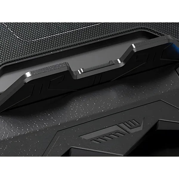 Laptop hűtőpad 4 ventilátorral, piros LED, dönthető, USB hub, 10–17″
