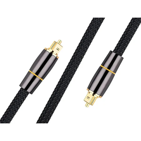 Optikai hangkábel 2 m, fonott nylon, aranyozott Toslink csatlakozó