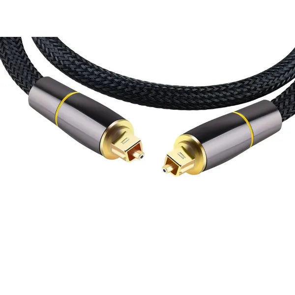 Optikai hangkábel 2 m, fonott nylon, aranyozott Toslink csatlakozó