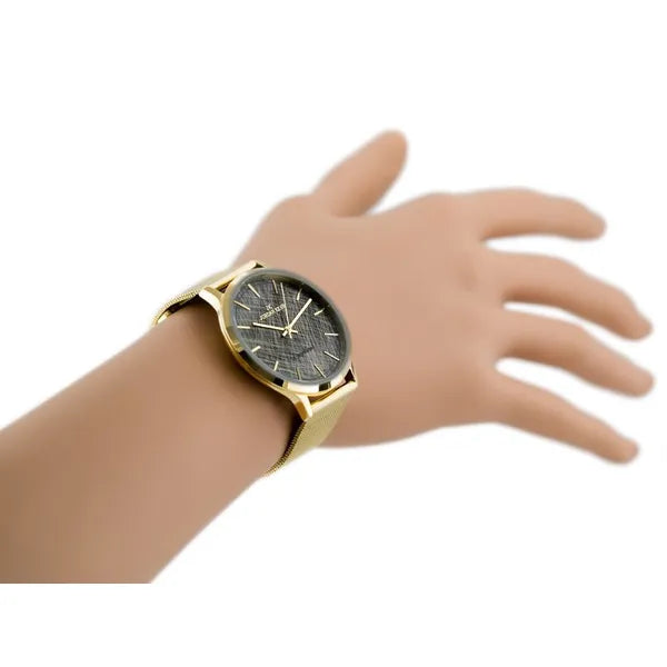 Női kvarc karóra, rozsdamentes acél aranyszínű szíjjal, 34 mm számlap